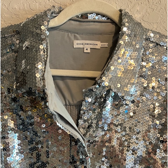 NWT Good American Sequin Button Down Shirt - Picture 7 of 10